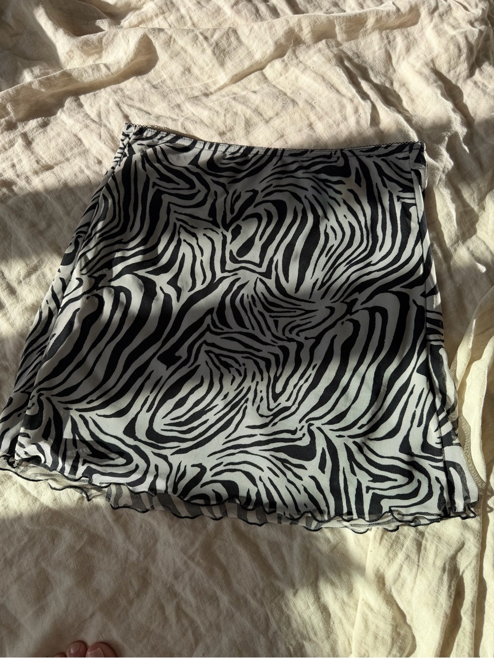 Black and White Zebra Print Mini Skirt